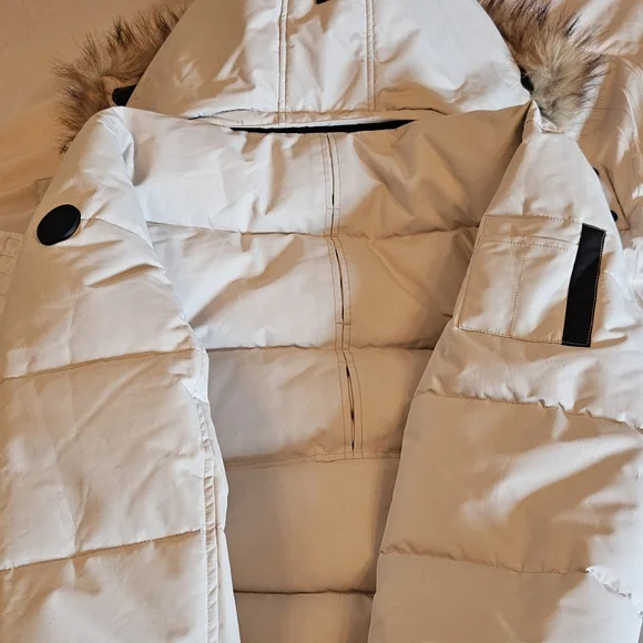 Noize Women's Cream Puffer Coat with Vegan Fur - Picture 10 of 12